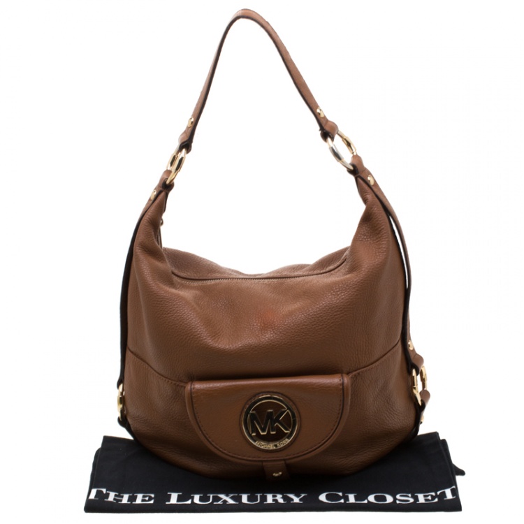 Pre Owned Michael Kors Brown Leather Fulton Hobo 