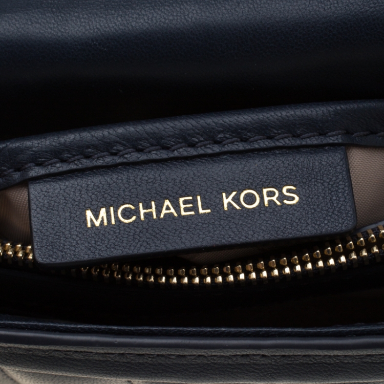 Pre Owned Michael Kors Navy Blue Quilted Leather Whitney Crossbody Bag