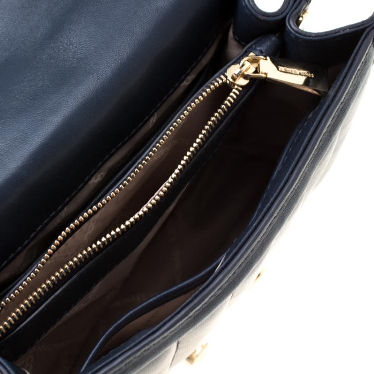 Pre Owned Michael Kors Navy Blue Quilted Leather Whitney Crossbody Bag