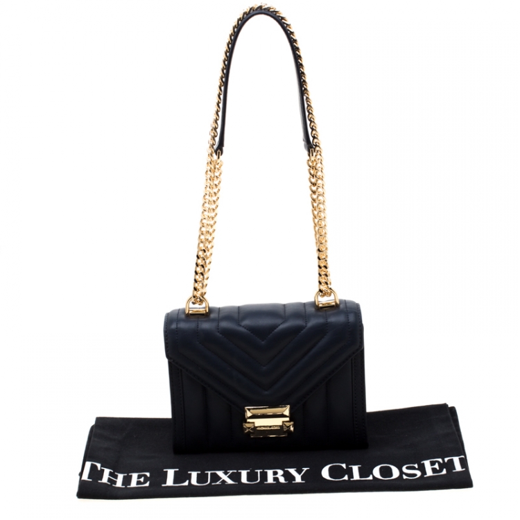 Pre Owned Michael Kors Navy Blue Quilted Leather Whitney Crossbody Bag