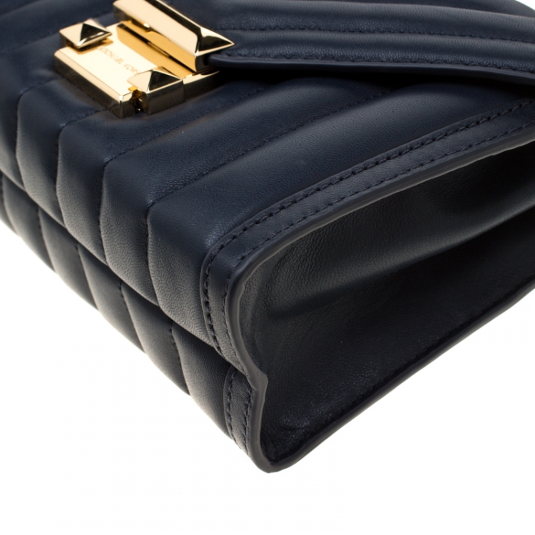 Pre Owned Michael Kors Navy Blue Quilted Leather Whitney Crossbody Bag
