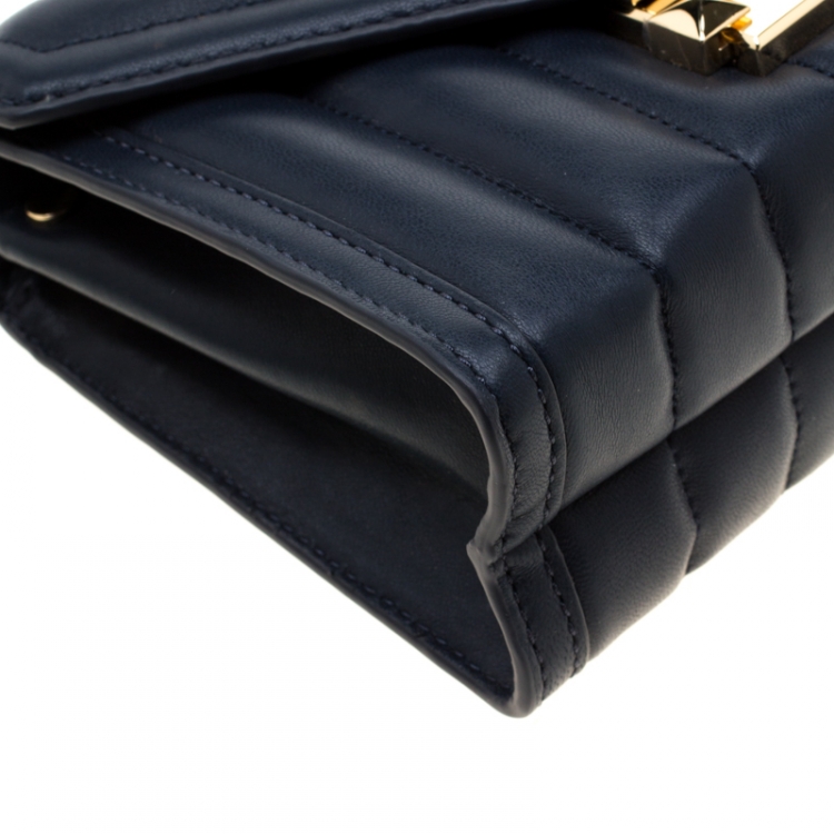 Pre Owned Michael Kors Navy Blue Quilted Leather Whitney Crossbody Bag