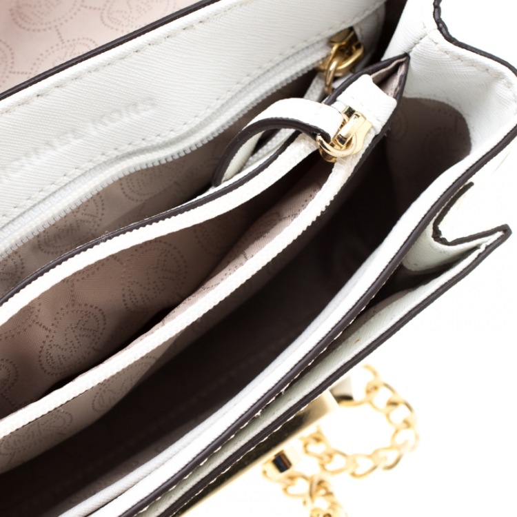 Pre Owned Michael Kors White Studded Leather Small Sloan Shoulder Bag