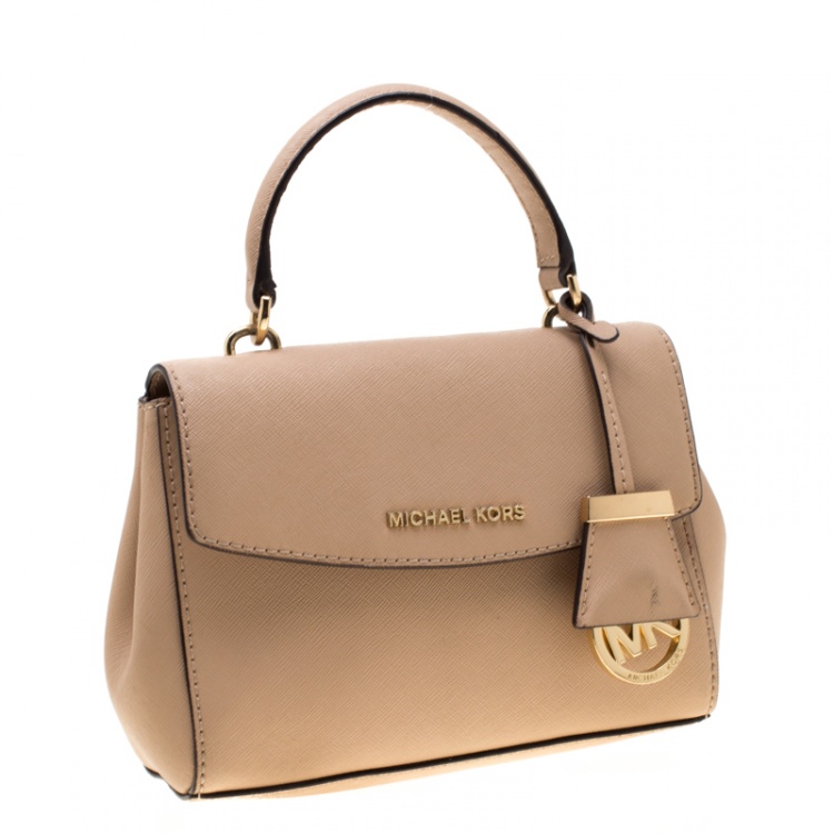 Pre Owned Michael Kors Beige Leather Extra Small Ava Crossbody Bag