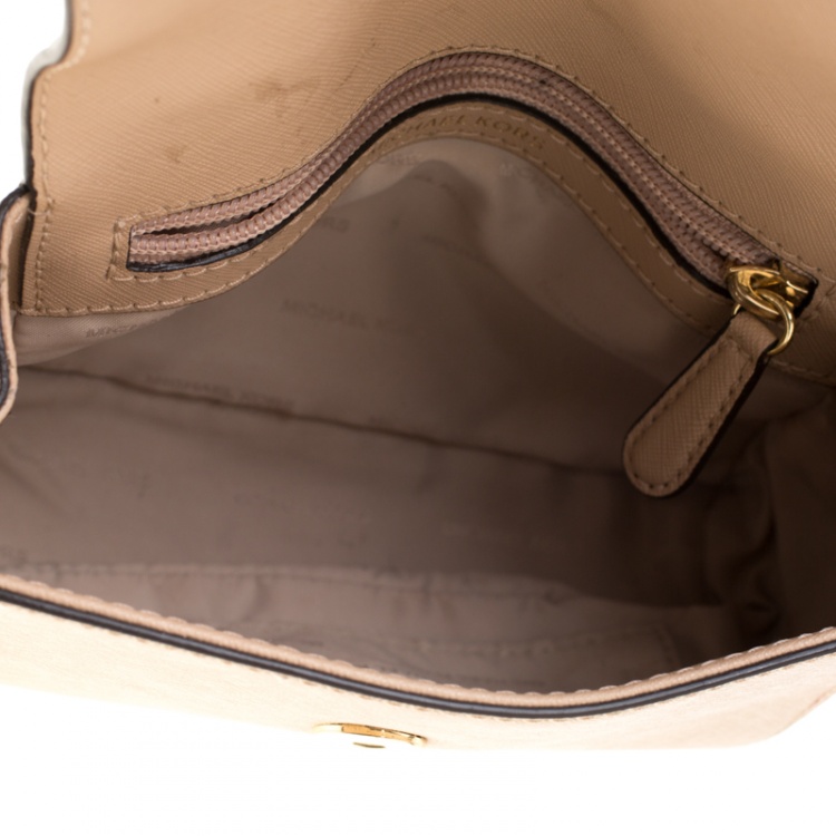 Pre Owned Michael Kors Beige Leather Extra Small Ava Crossbody Bag
