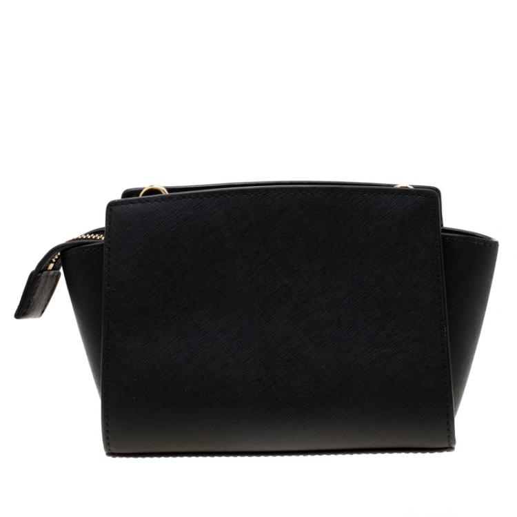 Pre Owned Michael Kors Black Leather Mini Selma Crossbody Bag