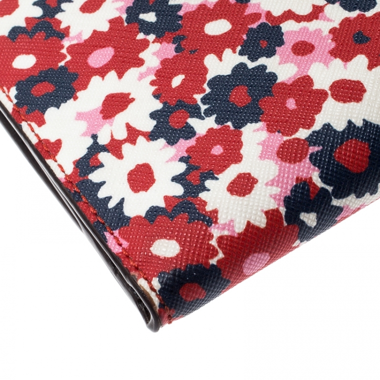 Pre Owned Michael Kors Multicolor Floral Begonia Leather Compact Wallet