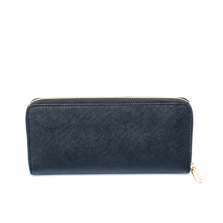 Pre Owned Michael Kors Black Leather Zip Around Wallet