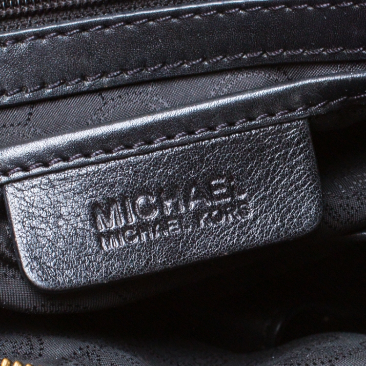 Pre Owned MICHAEL Michael Kors Black Signature Coated Canvas and Leather Tote