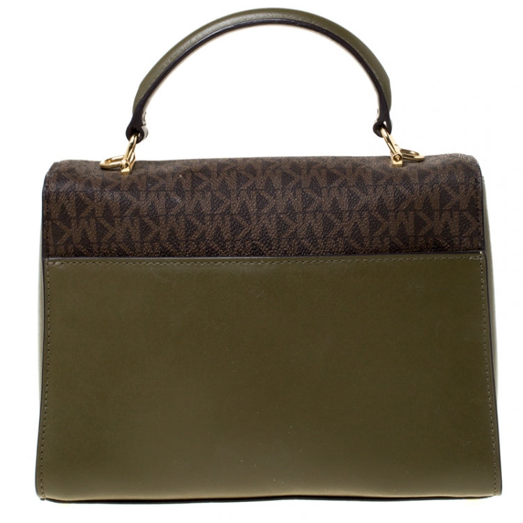 Pre Owned Michael Kors Multicolor Leather and Coated Canvas Sloan Top Handle Bag