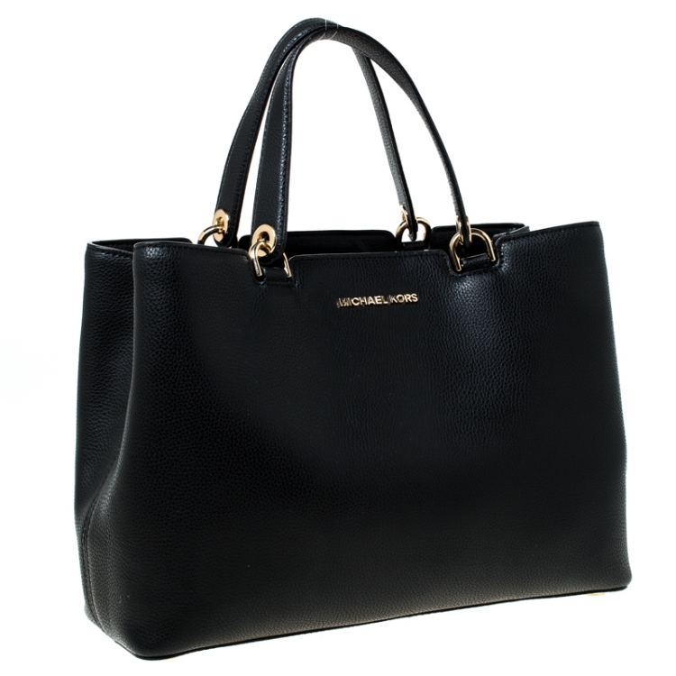 Pre Owned MICHAEL Michael Kors Black Leather Tote 
