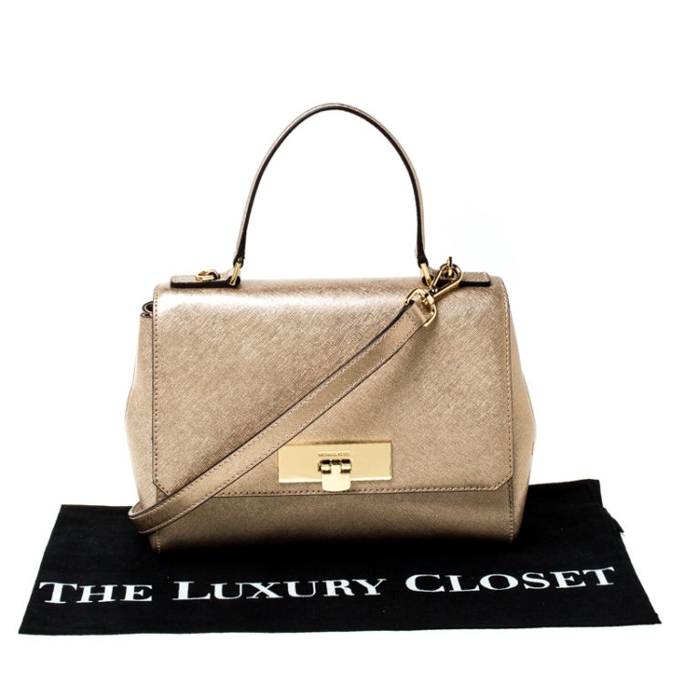 Pre Owned MICHAEL Michael Kors Metallic Gold Leather Top Handle Bag