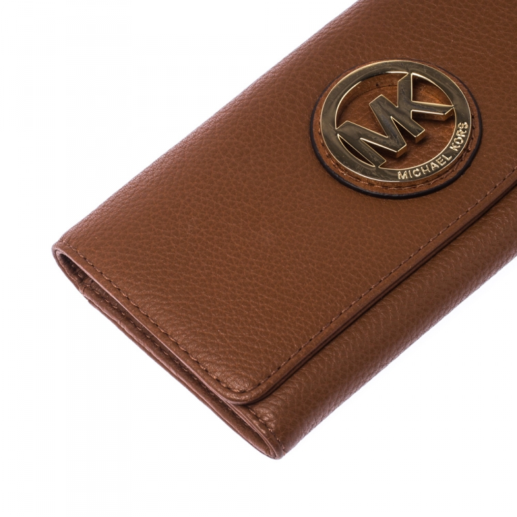 Pre Owned Michael Kors Tan Leather Fulton Wallet