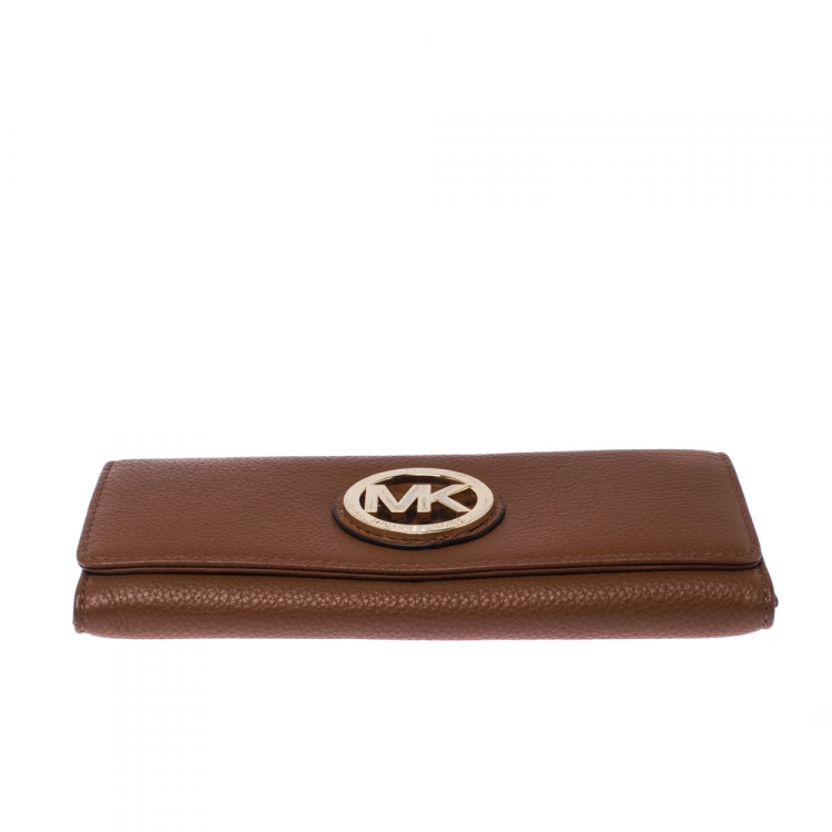 Pre Owned Michael Kors Tan Leather Fulton Wallet