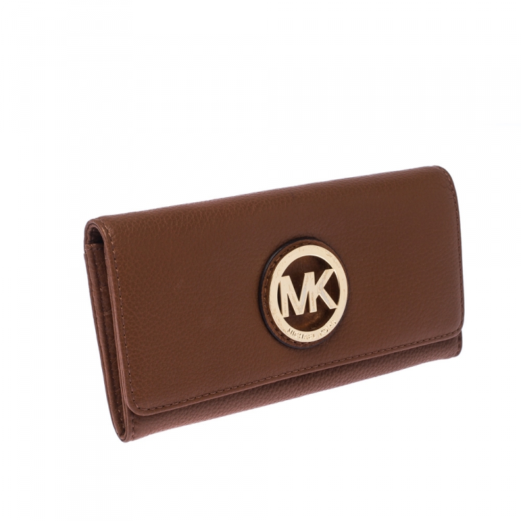 Pre Owned Michael Kors Tan Leather Fulton Wallet