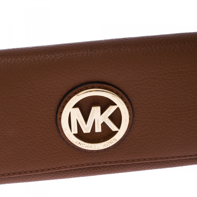Pre Owned Michael Kors Tan Leather Fulton Wallet