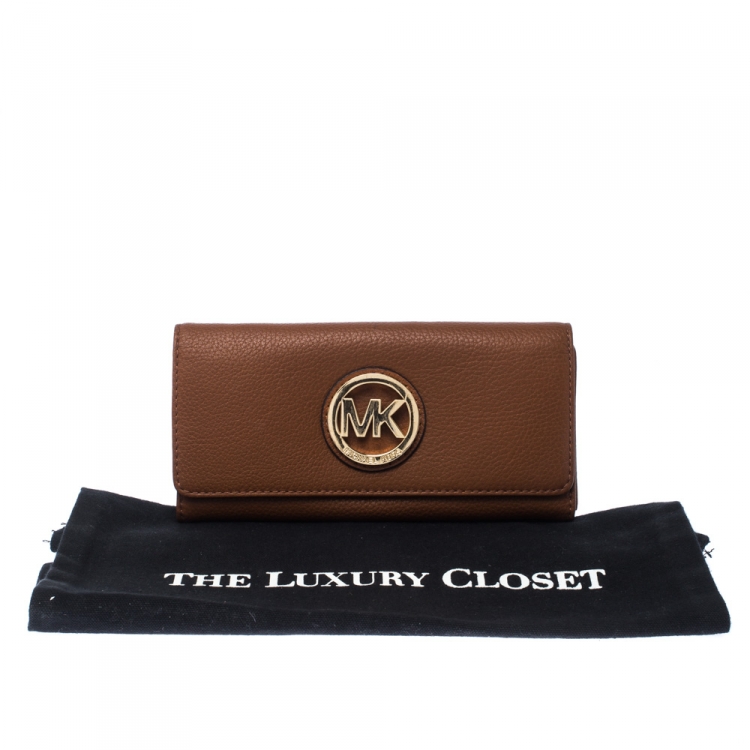 Pre Owned Michael Kors Tan Leather Fulton Wallet