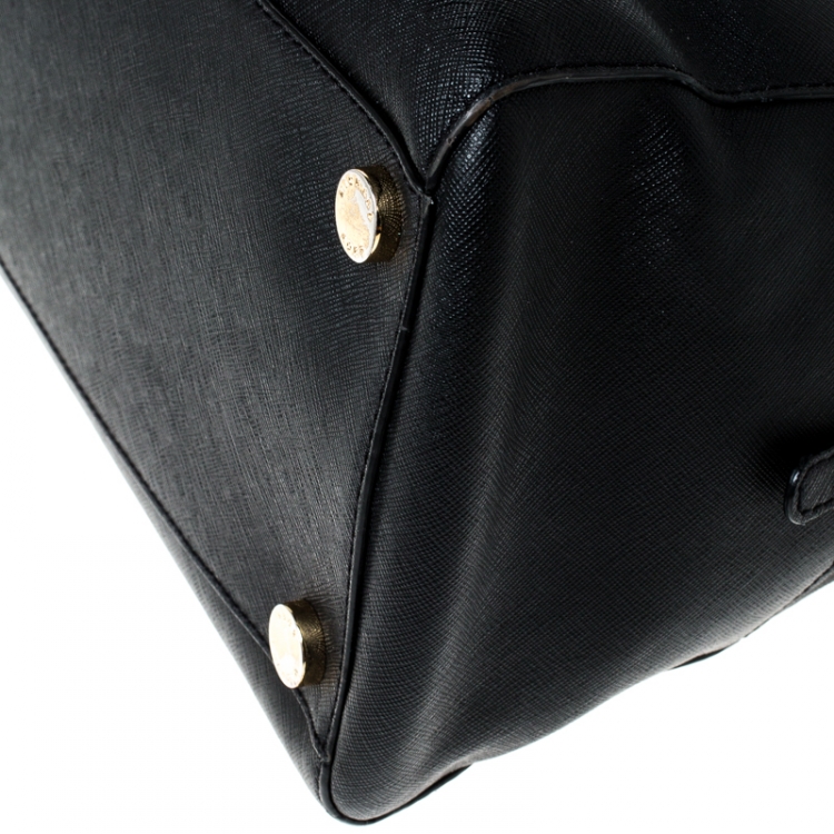 Pre Owned MICHAEL Michael Kors Black Leather Cindy Dome Satchel