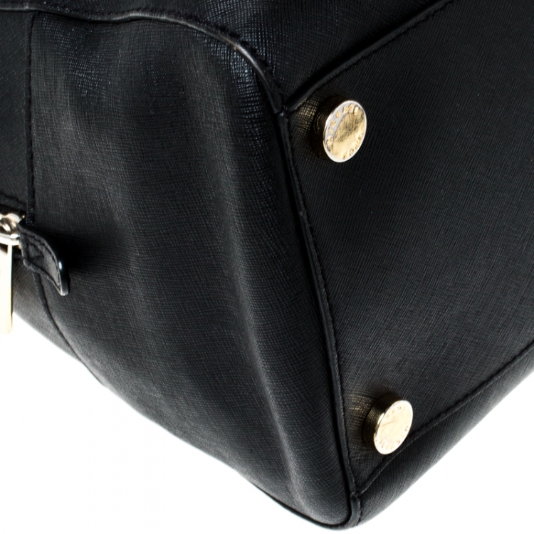 Pre Owned MICHAEL Michael Kors Black Leather Cindy Dome Satchel