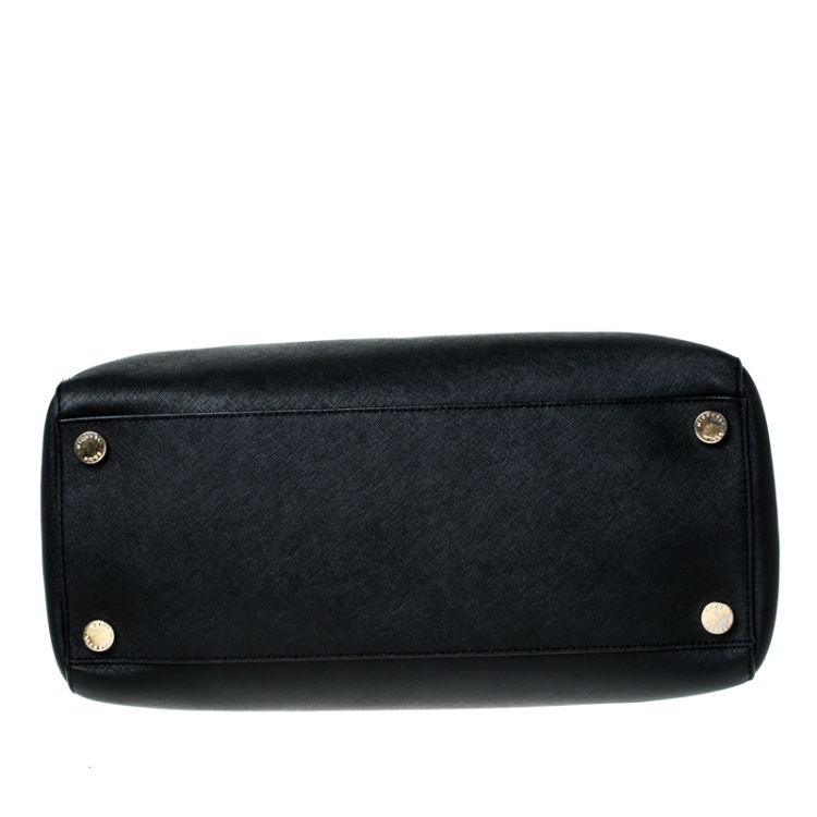 Pre Owned MICHAEL Michael Kors Black Leather Cindy Dome Satchel