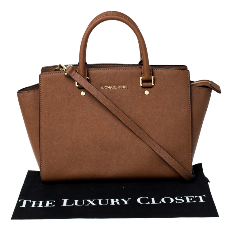 Pre Owned Michael Michael Kors Brown Leather Medium Selma Tote