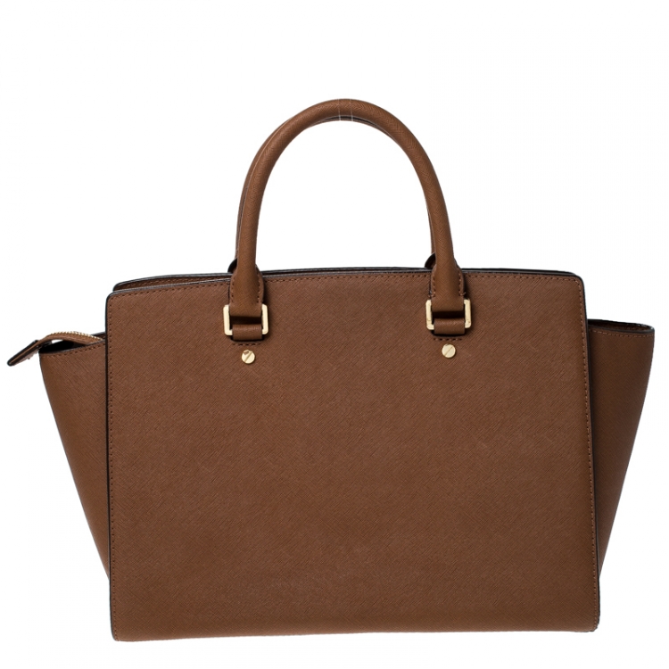 Pre Owned Michael Michael Kors Brown Leather Medium Selma Tote