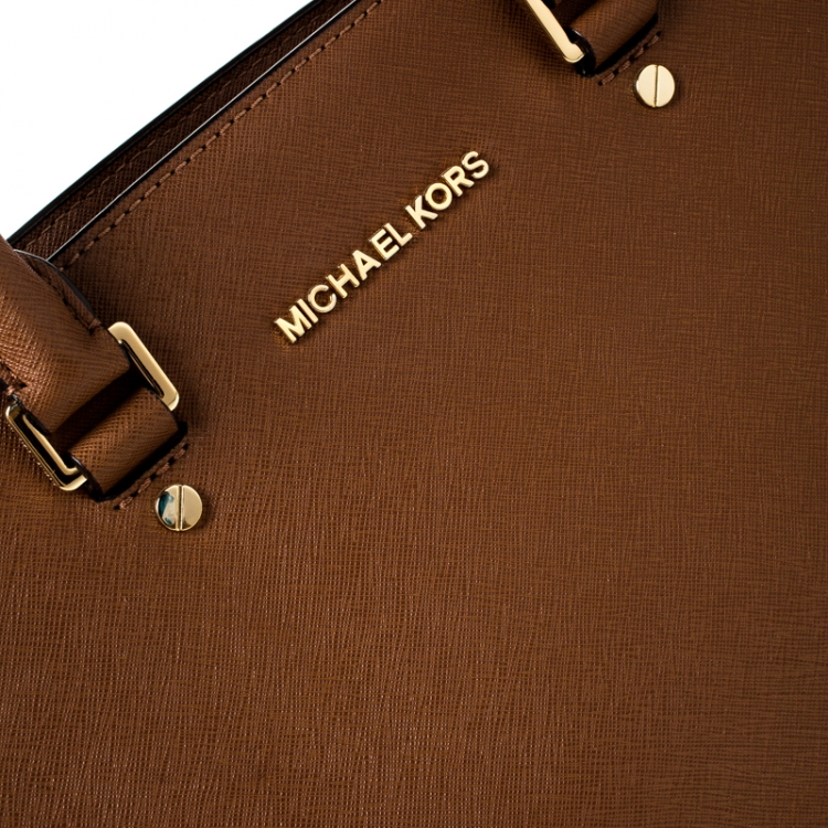 Pre Owned Michael Michael Kors Brown Leather Medium Selma Tote