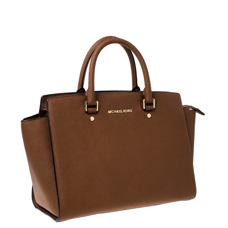 Pre Owned Michael Michael Kors Brown Leather Medium Selma Tote