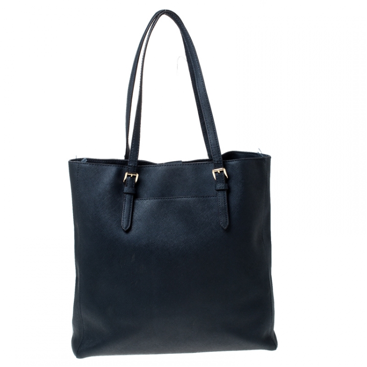 Pre Owned MICHAEL Michael Kors Navy Blue Saffiano Leather Shopper Tote 