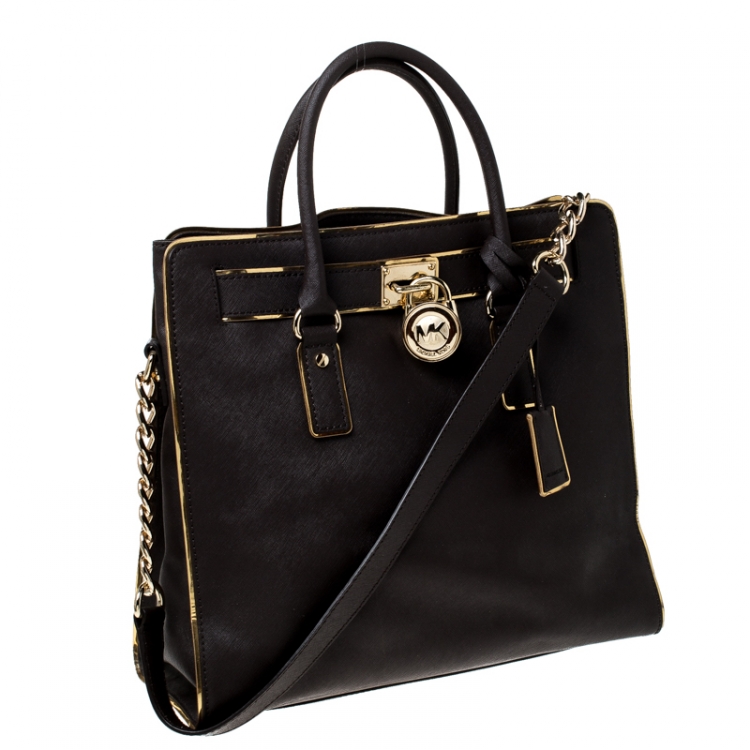 Pre Owned MICHAEL Michael Kors Dark Brown Leather Hamilton Tote