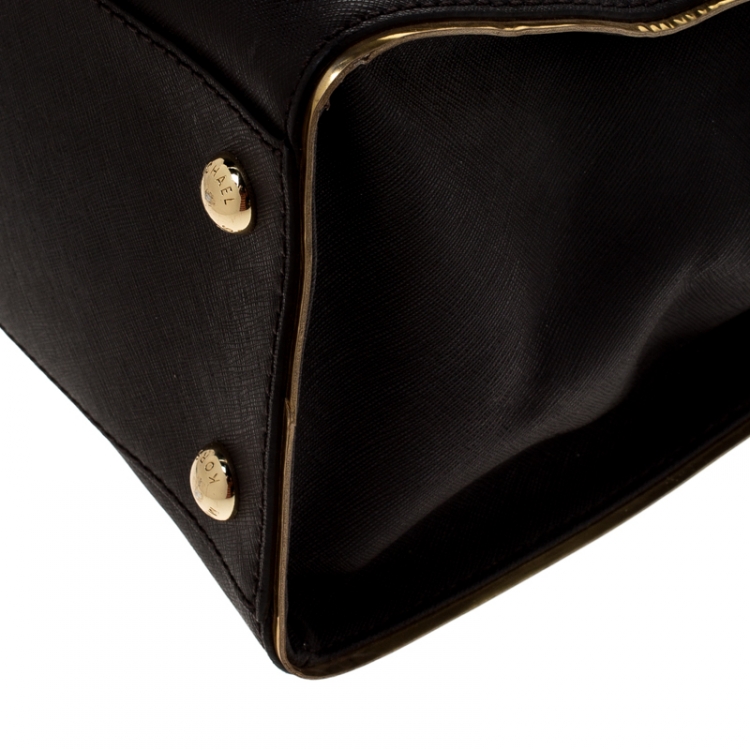 Pre Owned MICHAEL Michael Kors Dark Brown Leather Hamilton Tote