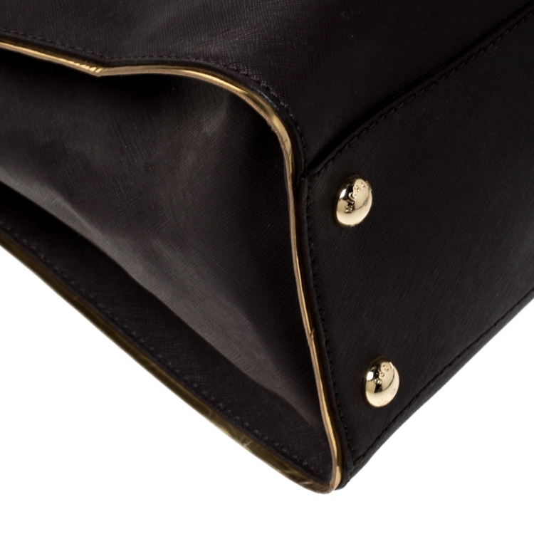 Pre Owned MICHAEL Michael Kors Dark Brown Leather Hamilton Tote