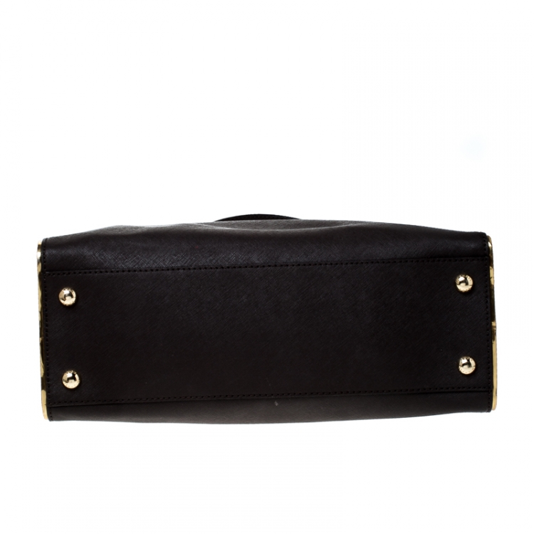 Pre Owned MICHAEL Michael Kors Dark Brown Leather Hamilton Tote