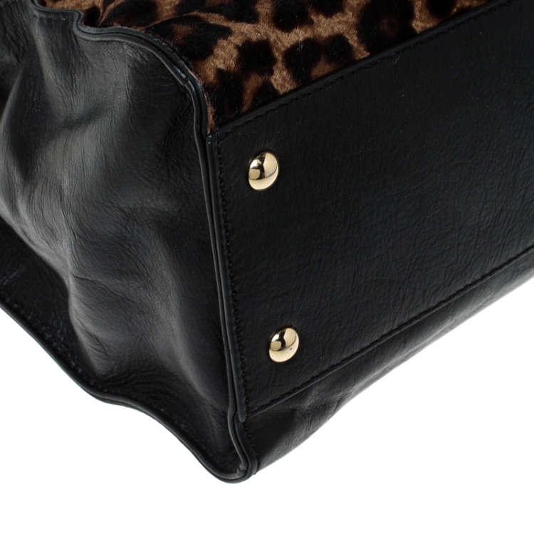 Pre Owned Michael Kors Brown Leopard Print Calfhair and Leather Hamilton Tote