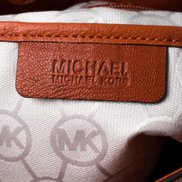 Pre Owned Michael Michael Kors Orange Leather East West Hamilton Tote