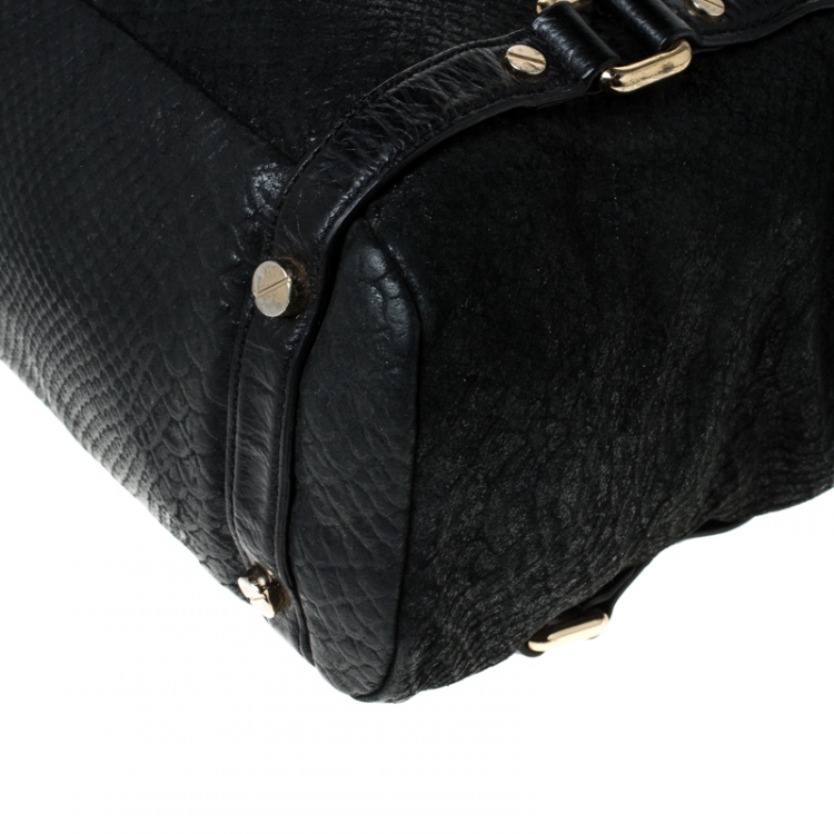 Pre Owned MICHAEL Michael Kors Black Python Embossed Leather Tote