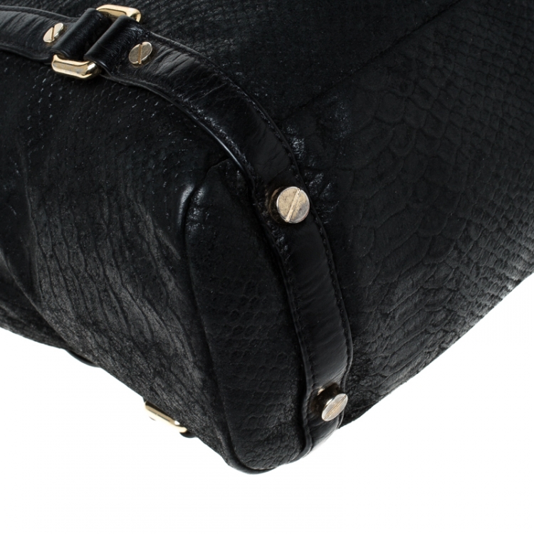 Pre Owned MICHAEL Michael Kors Black Python Embossed Leather Tote