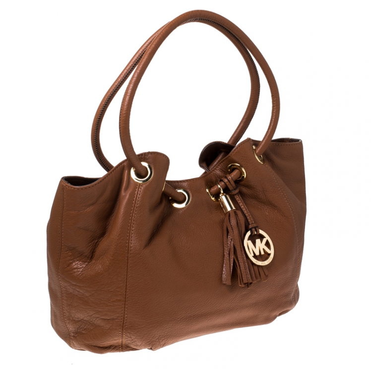 Pre Owned MICHAEL Michael Kors Tan Leather Ring Tassel Tote