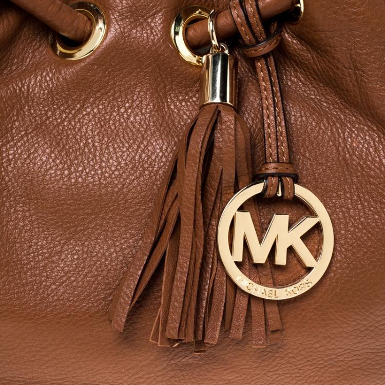 Pre Owned MICHAEL Michael Kors Tan Leather Ring Tassel Tote