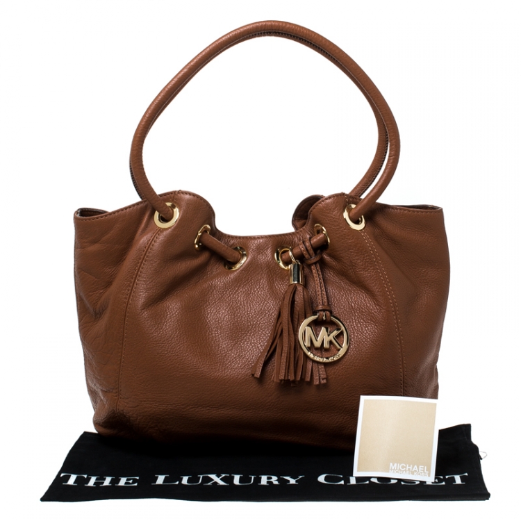 Pre Owned MICHAEL Michael Kors Tan Leather Ring Tassel Tote