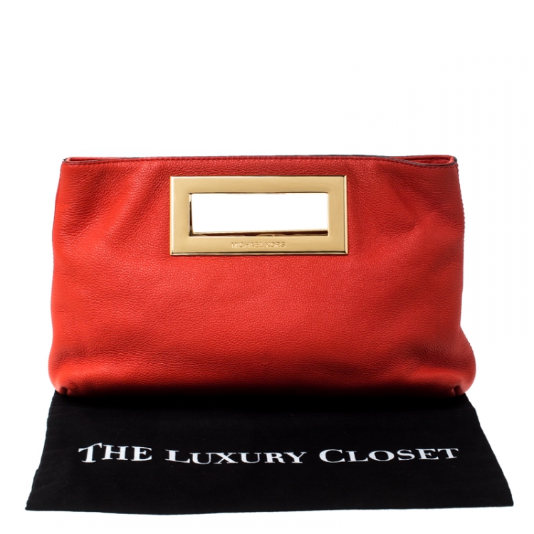 مملوكة مسبقًا Michael Kors Orange Leather Berkley Clutch