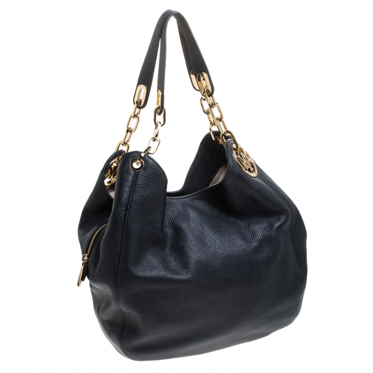 Pre Owned Michael Kors Navy Blue Leather Lillie Hobo 