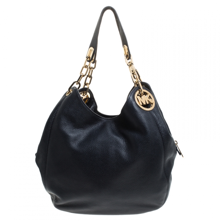 Pre Owned Michael Kors Navy Blue Leather Lillie Hobo 