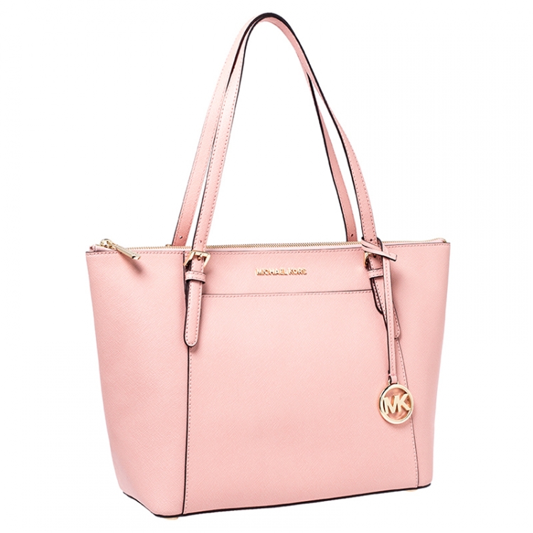 Pre Owned Michael Kors Pale Pink Leather Ciara Tote