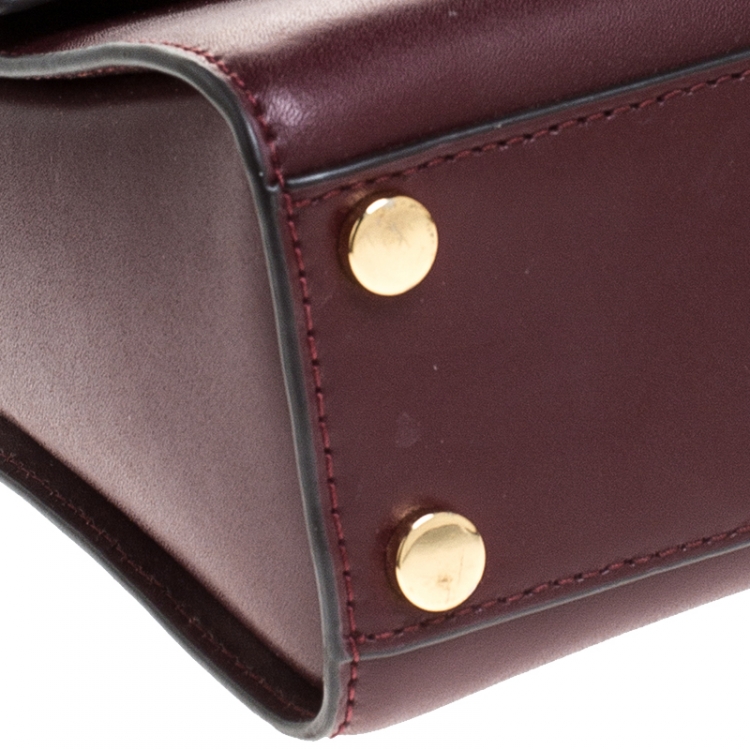 Pre Owned Michael Kors Burgunady/Brown Leather and Coated Canvas Sloan Top Handle Bag