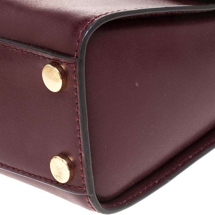 Pre Owned Michael Kors Burgunady/Brown Leather and Coated Canvas Sloan Top Handle Bag