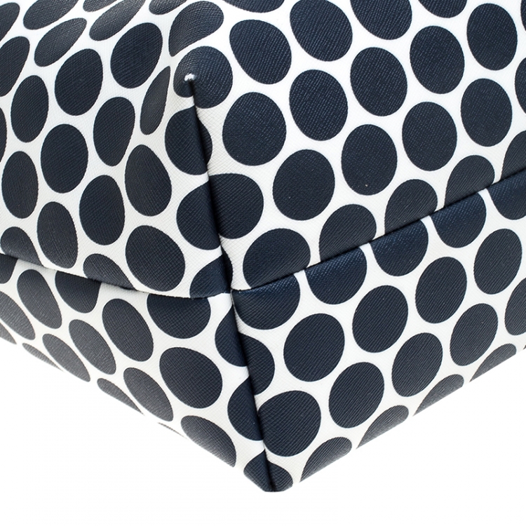 Pre Owned MICHAEL Michael Kors Blue/White Polka Dot Coated Canvas Small Travel Tote