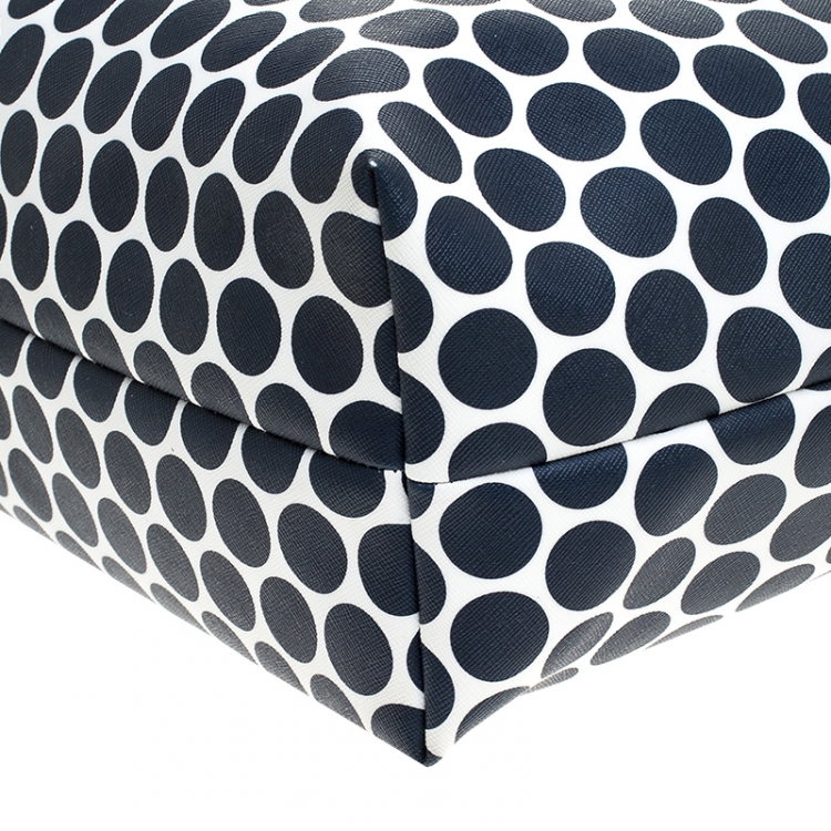 Pre Owned MICHAEL Michael Kors Blue/White Polka Dot Coated Canvas Small Travel Tote