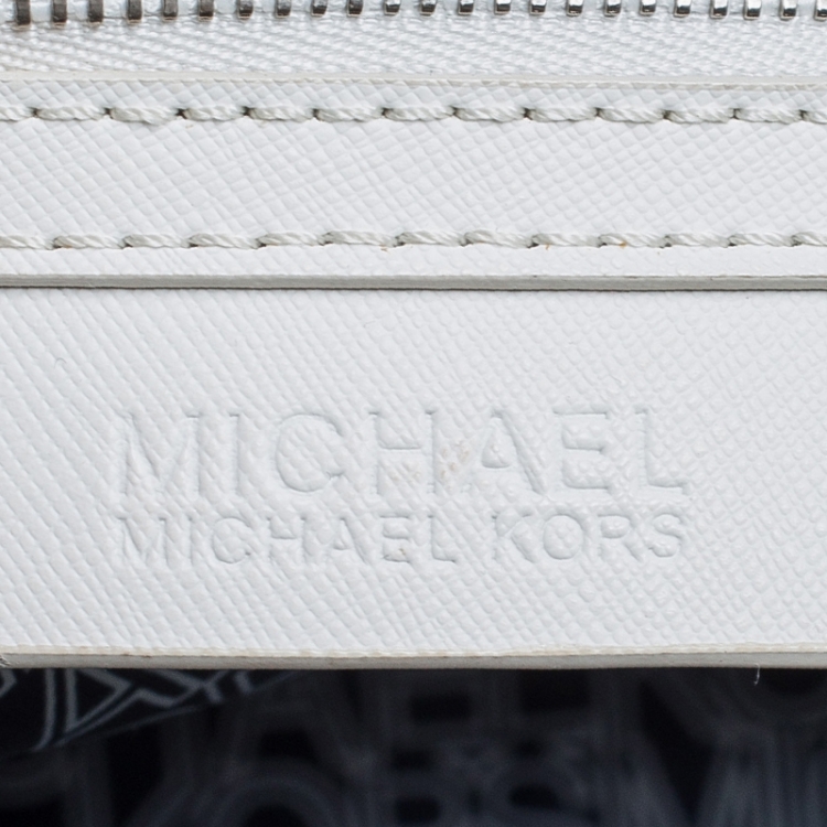 Pre Owned MICHAEL Michael Kors Blue/White Polka Dot Coated Canvas Small Travel Tote