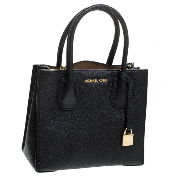 Pre Owned Michael Kors Black Leather Mini Mercer Tote